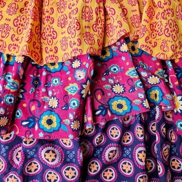 Waist Apron Floral‎ Pattern Polka Dot Layered Gathered Colorful Cotton Half New - Picture 2 of 5